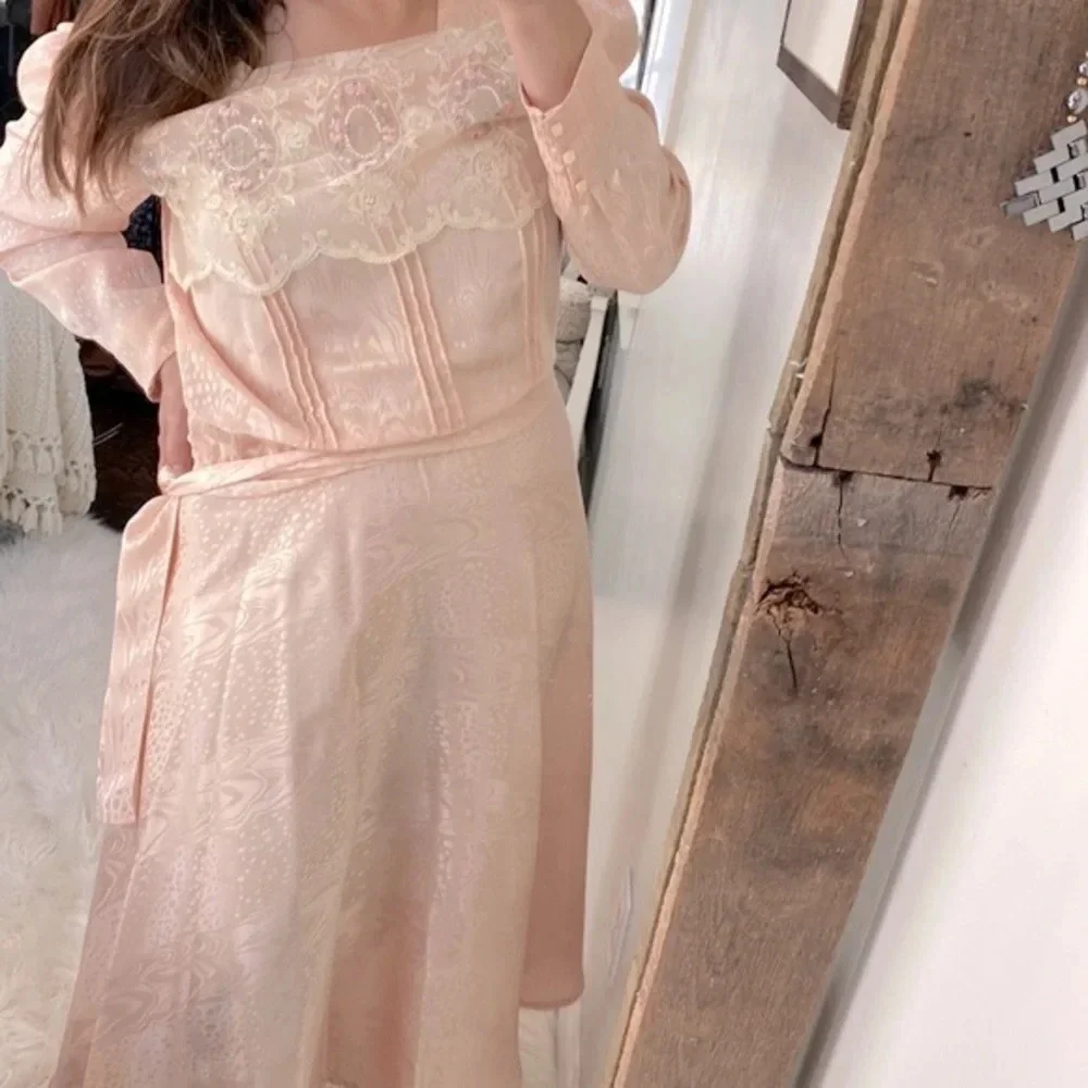 Vintage Nilani peach color maxi dress size 14 - Picture 2 of 11